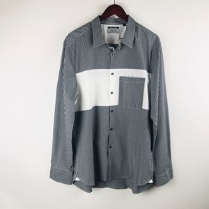 Reaction kenneth Men's long sleeve color block button down dress shirt size XL
